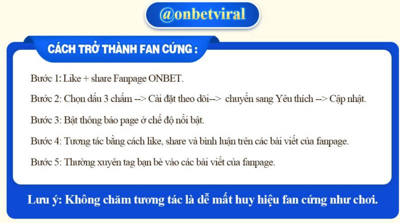 Hướng dẫn cách trở thành Fan cứng trên Fanpage Onbet